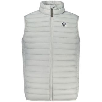North Sails Mens Leather Biker Jacket With Zipper Details - Light Grey Nylon - Size X-Large
