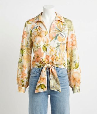 Faherty Paloma Tie Botanical Top In White