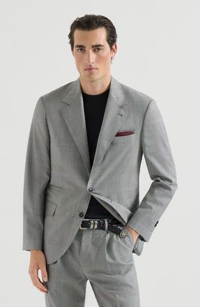 Brunello Cucinelli Prince of Wales blazer in Grey at Nordstrom, Size 56 It