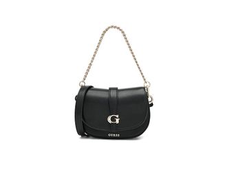 Guess Carrie Mini Flap Crossbody Cross Body Womens Handbags Black, Polyurethane