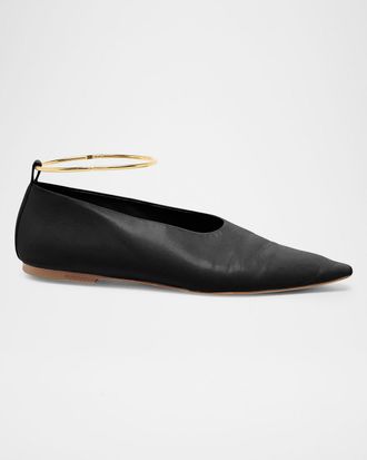 Jil Sander Ring Leather Ballerina Flats