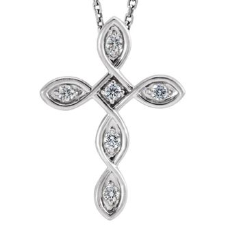 Pompeii3 Diamond Cross Pendant 14k White Gold EX3 Lab Grown