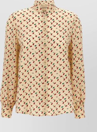 Valentino Garavani cherryfic shirt with stand collar and long sleeves