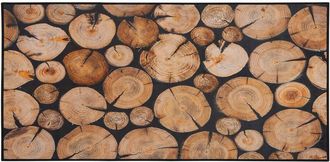 Beliani Beliani - Alfombra Tejido Marr&oacute;n Patr&oacute;n Moderno Tronco De Madera Estampado 3d Rectangular 80 X 150 Cm Kardere