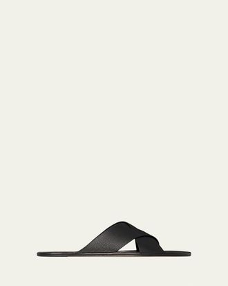 The Row Malick Leather Crisscross Slide Sandals
