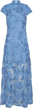 Rotate ROTATE Birger Christensen, Maxi Dresses, female, Blue, M, Raised-floral Strap Maxi Dress