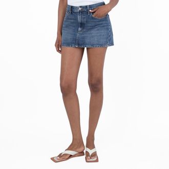 A Gold E Alek Mini Cotton Denim Skirt, Waist Size 26