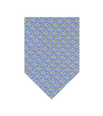 Ferragamo Blue Gancini Geometric Print Tie