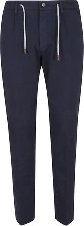 Eleventy Blauwe Joggers voor Stijlvol Comfort - Heren - Slim Fit Broeken - Blauw - W33 - Katoen - Broeken