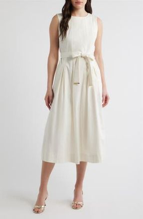 Anne Klein Sleeveless Stretch Cotton Midi Dress in White Dove at Nordstrom Rack, Size 14