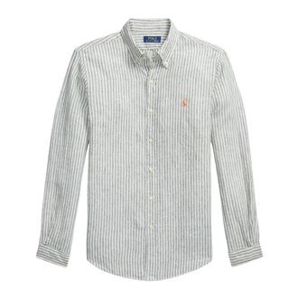 Ralph Lauren Casual Shirts, male, Beige, Size: 2XL Custom Fit Stribet H&oslash;rskjorte