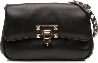 Valentino Pre-owned Cross Body Bags, female, Black, Size: ONE SIZE Pre-owned Studded Leather Shoulder Bag