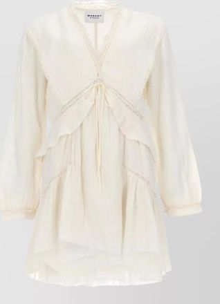 Isabel Marant v neck dress long sleeves lace ruffles