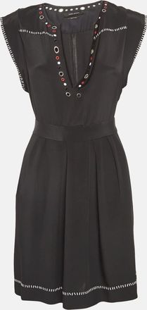 Isabel Marant Black Embellished Silk Tie-Up Waist Dress