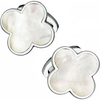 Jan Leslie Four Leaf Clover Sterling Silver Cufflinks in White at Nordstrom