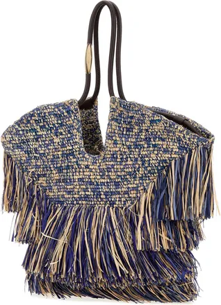 Zimmermann Womens Blue Raffia Medium Goldentime Shopping Bag Denimblue Borse A Mano