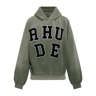Rhude Hoodies & sweatvesten, Heren, Groen, S, Katoen, Chenille Patch Logo Hoodie