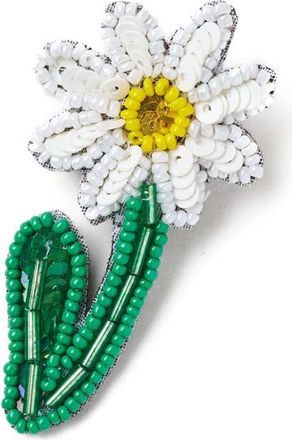 Matr Boomie Bala Mani Beaded Daisy Brooch Pin in White at Nordstrom
