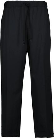Maison Margiela Zwarte Wol Straight Leg Broek - Dames - Straight fit broeken - Zwart - S - Wol - Broeken