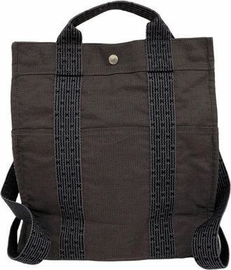 Herm&egrave;s Gray Canvas Backpack (Pre-Owned)