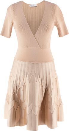 Sandro Neutral Beige Texturiertes Jacquard-kleid Dress Size XS