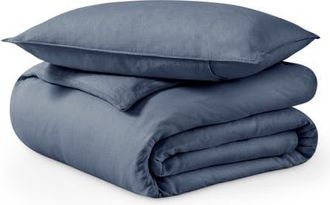 Bare Home 100% European Linen Duvet Cover and Sham Set in Indigo at Nordstrom, Size King/california King