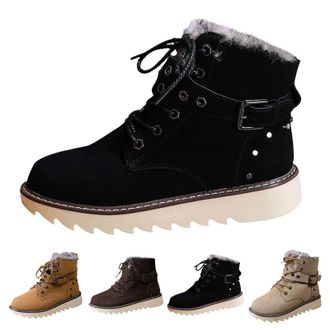 Generic Womens Winter High Top Boots Thickened Fleece Lined Platform Boots Casual Warm Faux Fur Short Snow Boot Ladies Lace Up Ankle Booties Waterproof Anti S