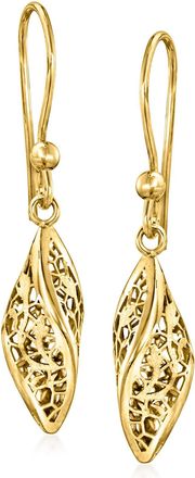 Ross-Simons Italian 14kt Yellow Gold Twisted Lace Drop Earrings