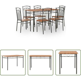 vidaXL Tavolo da pranzo - Set da Pranzo 7 pz in MDF e Acciaio Marrone