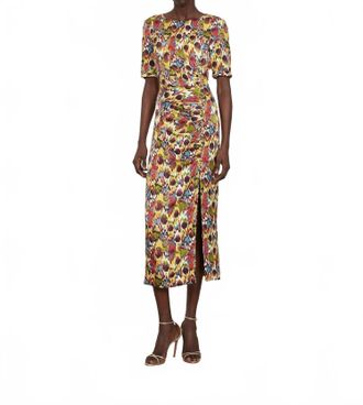 Saloni Tao Midi Dress In Astilbe Rouge