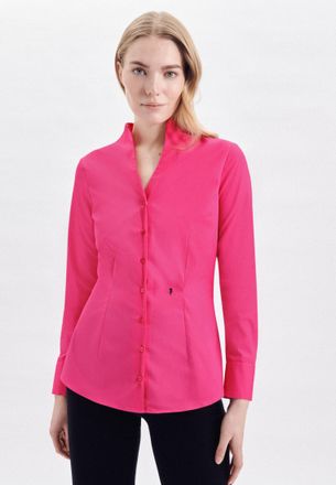 Seidensticker Klassische Bluse SEIDENSTICKER, Damen, Gr. XS34, pink, 100% Baumwolle, unifarben, slim fit, ohne Ausschnitt, Blusen Klassische Bluse, 1/1 Uni