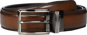 Perry Ellis Portfolio Double Stitched Edge Reversible Belt Mens Belts Brown : 38, Leather