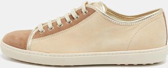 Tod's Tods Gold/beige Suede Lace Up Sneakers