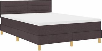 vidaXL Vidaxl - Cama Box Spring Con Colch&oacute;n Marr&oacute;n Oscuro 160 X 200 Cm Tela