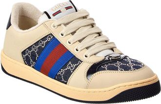 Gucci Screener Gg Crystal Denim & Leather Sneaker