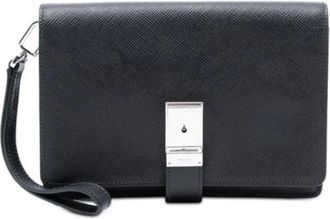 Prada Pre-owned Clutches, female, Black, Size: ONE SIZE Pre-owned Saffiano Leather Clutch