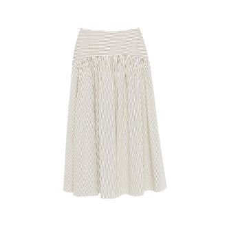 Staud Stripped Panelled Midi Skirt