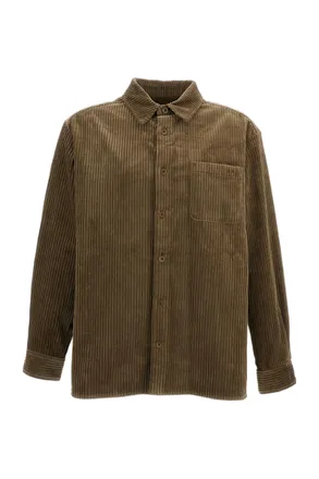 A.P.C. Green Mateo Logo Cotton Corduroy Overshirt