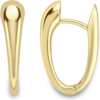 Jewelco London 9ct Gold Curved Torpedo Drip Huggie Hoop Earrings - ERNR02267