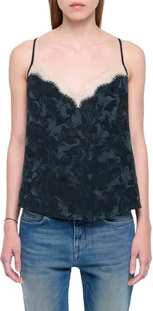 Zadig&Voltaire Cespa Horse Jacquard Silk Camisole in Gloom at Nordstrom, Size X-Small