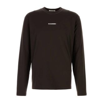 Jil Sander Long Sleeve Tops, male, Brown, Size: XL Chocolate Stretch Polyester T-Shirt