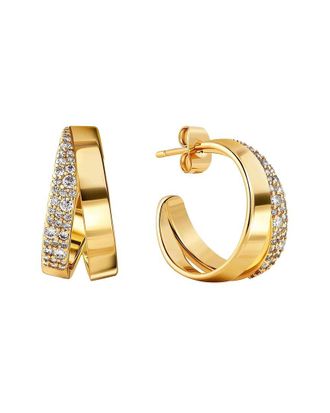 Liv Oliver 18K Plated Cz Layered Mini Hoops