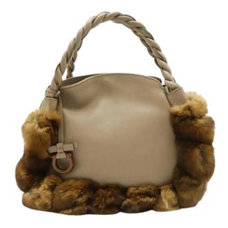 Ferragamo Pre-owned Handbags, female, Beige, Size: ONE SIZE Pre-owned Leather Handbag
