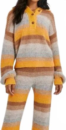 Something Navy Striped Polo Sweater In Orange Combo