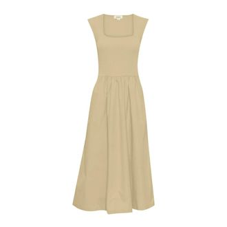 Soaked In Luxury SLSimone Phoebe Jurk - Dames - Casual kleedjes - Beige - 2XL - Katoen - Kleedjes