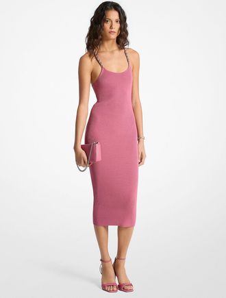 Michael Kors Ribbed Chain-Strap Midi Dress