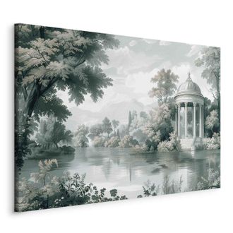 OEM Imagen - Vista Del Parque Y El Lago, Paisaje Retro Vintage Con Vegetaci&oacute;n / Paisaje Con Un Parque Y Un Lago En Un Entorno Verde Retro