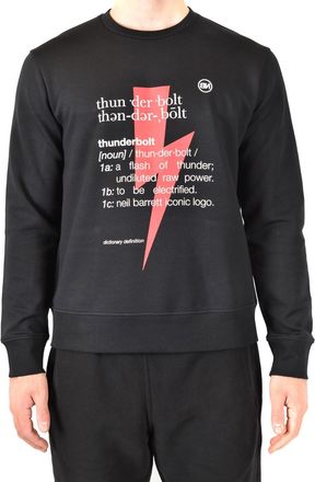 Neil Barrett Mens Thunderbolt Crewneck Sweatshirt - Black Cotton - Size Medium