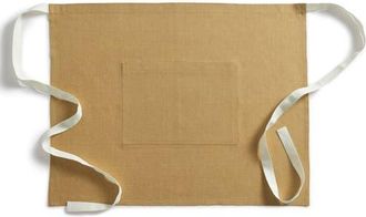 Solino Home Linen Apron 21 x 27 Inch for Dining Table, Holiday and Everyday Table Decor - Classic Linen Bistro Apron in Mustard Gold /Ivory at