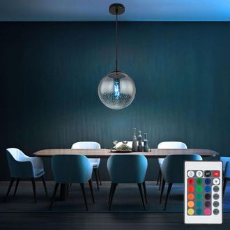 Globo Lighting Lampada a sospensione dimmerabile con telecomando lampada a sospensione tavolo da pranzo lampada a sospensione in vetro fum&eacute; retro, cambio colore